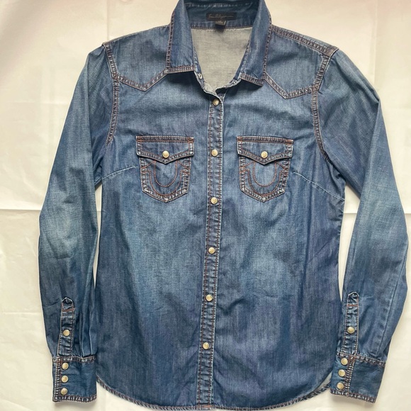 True Religion Long Sleeve Denim Blouse - Picture 6 of 11